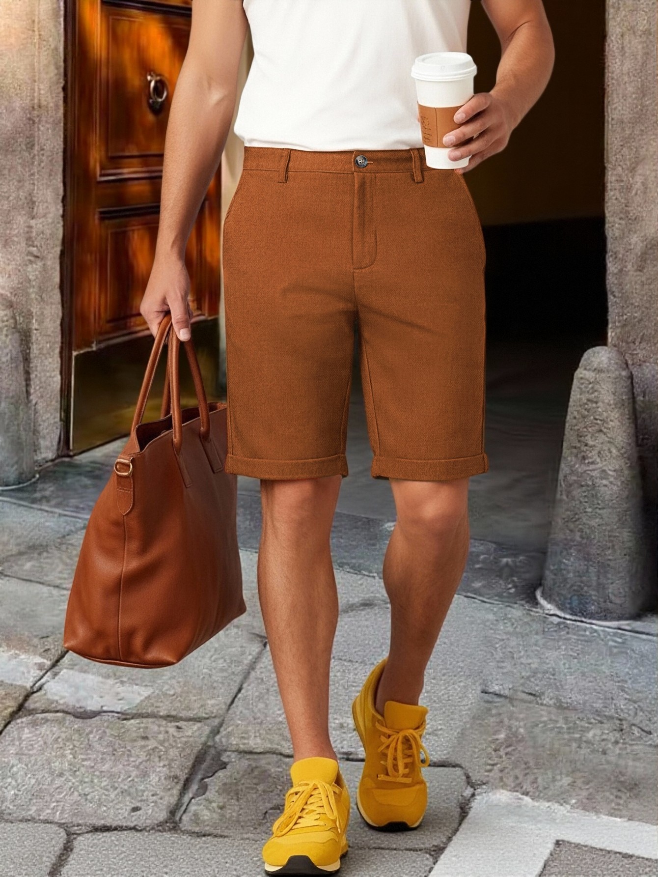 Shorts Chino Slim - Pantalones Cortos Chino para Hombre con