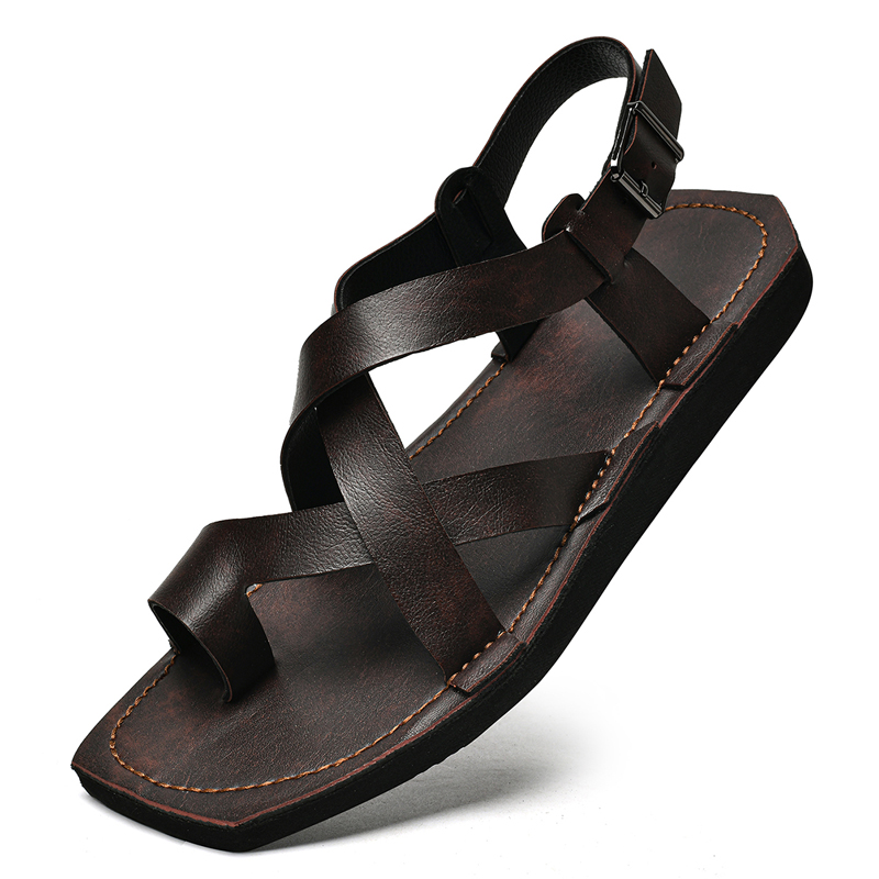 Flip Flop Leather Men - Sandalias Retro de Cuero Antideslizantes para