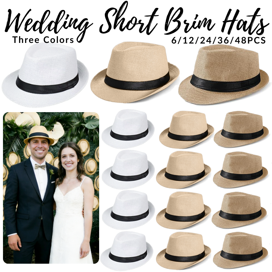 Bucket Hat Straw - Paquete de 6-48 Sombreros Fedora de