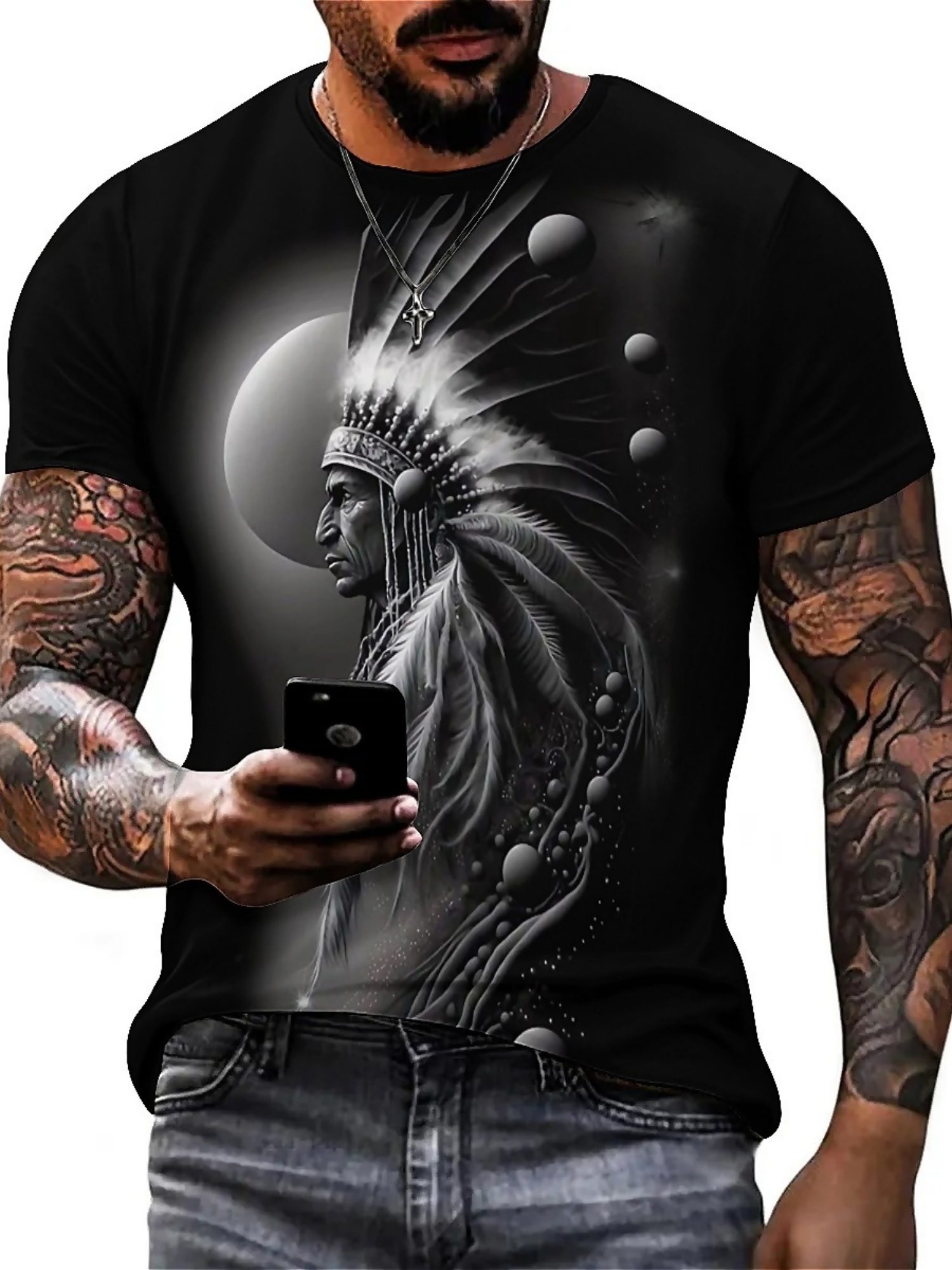 Tee Graphic Print - Camiseta gráfica de capitán tribal con