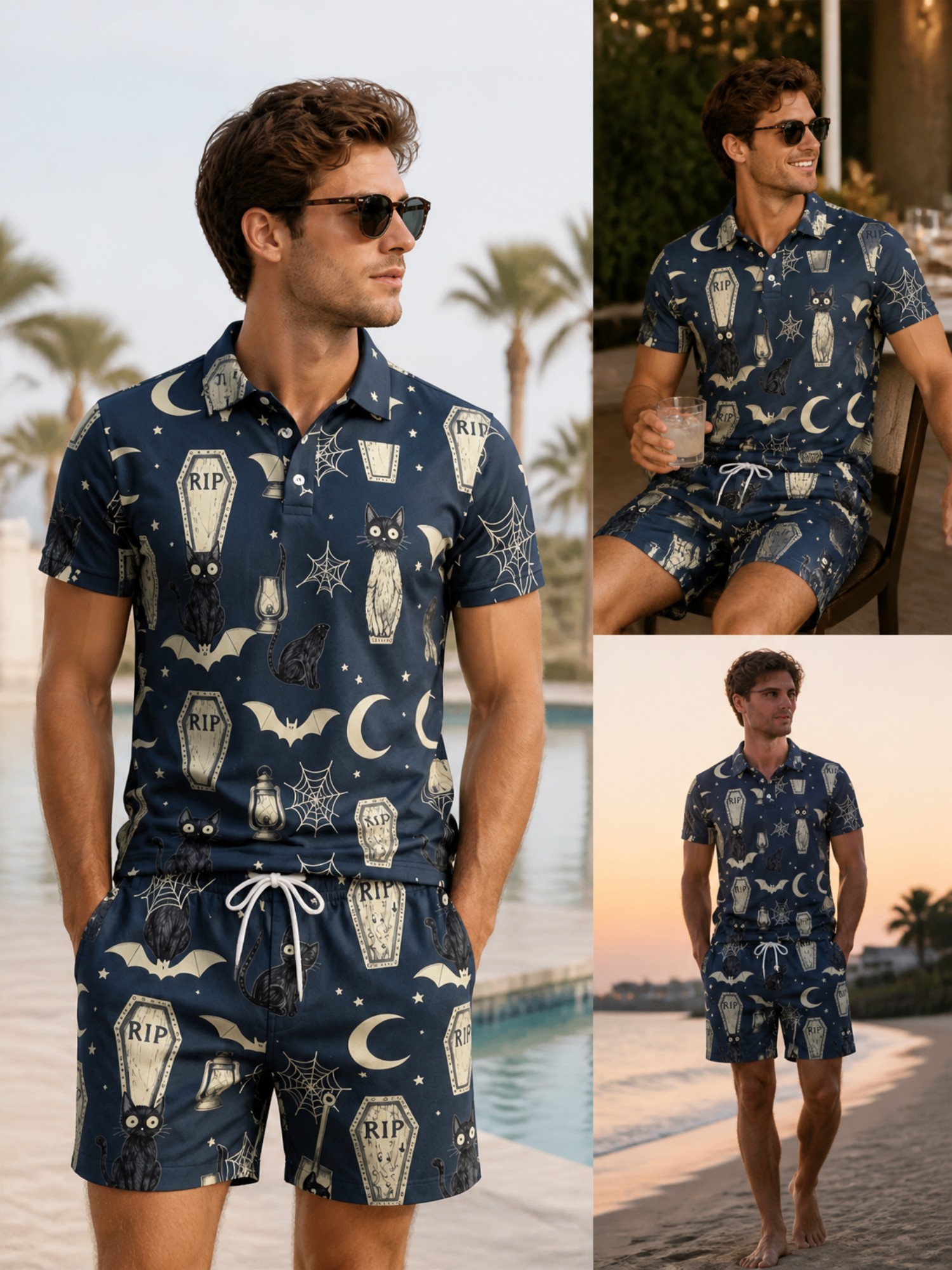Resort Shirt Floral - Conjunto de Camiseta Polo de Manga