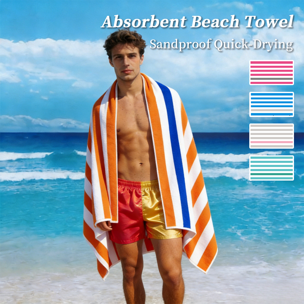 Beach Towel Large - Toalla de Playa a Rayas Vibrantes,