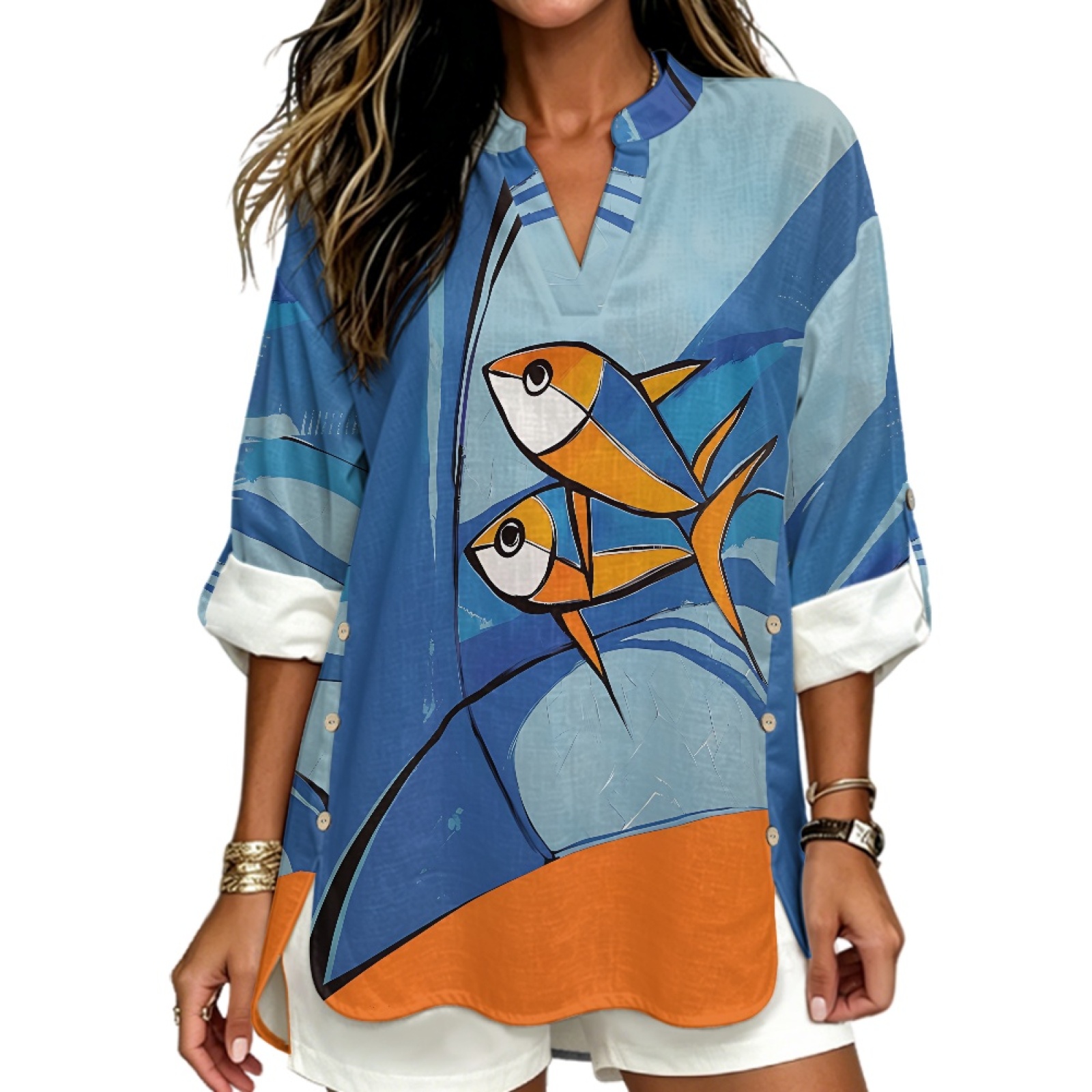 Linen Shirt Breathable - INSTANTARTS Camisa de lino con cuello