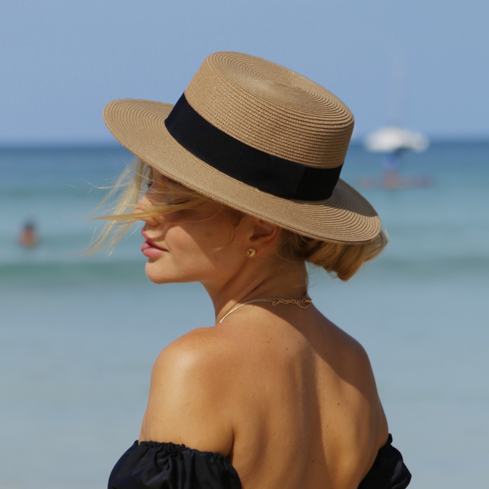 Bucket Hat Straw - Sombrero de Sol Unisex de Ala