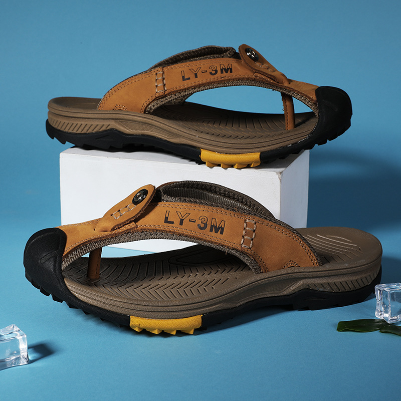 Flip Flop Leather Men - Nuevas chanclas de cuero genuino para