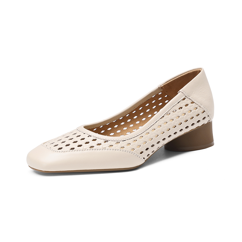 Casual Sandal Leather - Zapatos de tacón alto huecos de