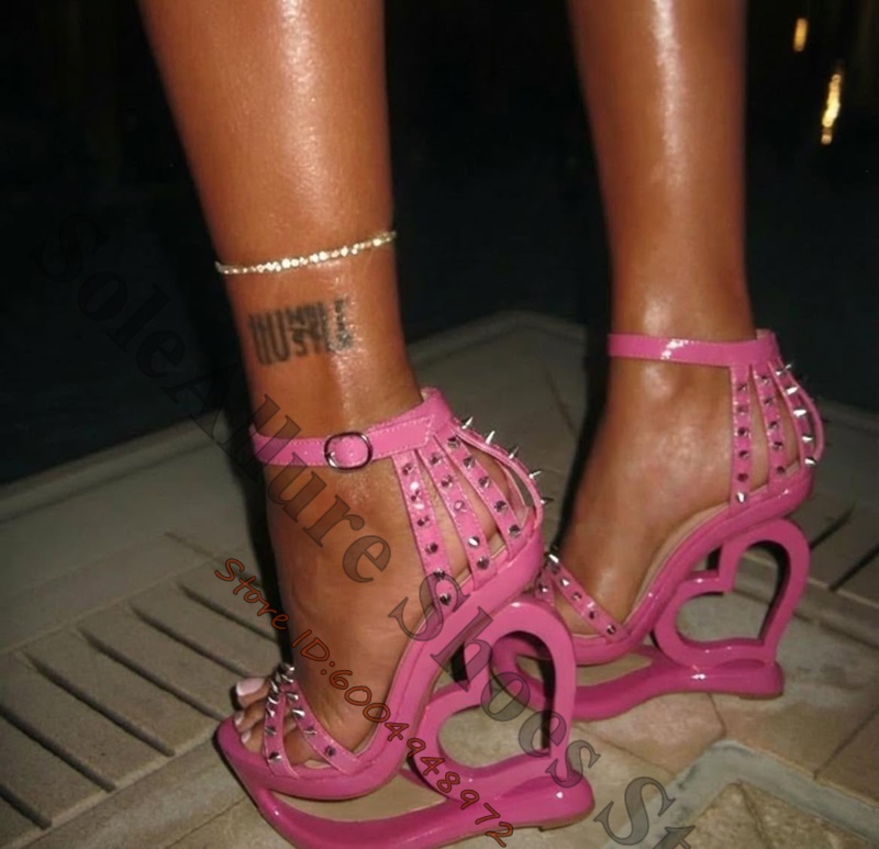 Casual Sandal Leather - Sandalias de cuña rosa fucsia con