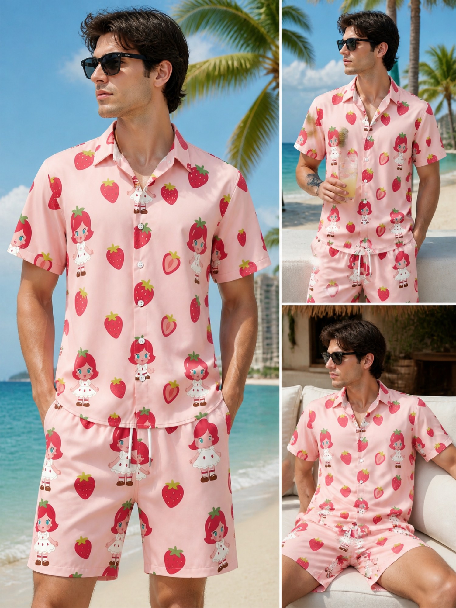 Resort Shirt Floral - Conjunto de Camisa de Manga Corta
