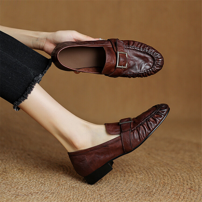 Casual Sandal Leather - Zapatos de tacón grueso para Mujer,