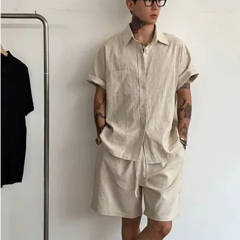 Linen Shirt Breathable - Conjunto de 2 Piezas de Lino