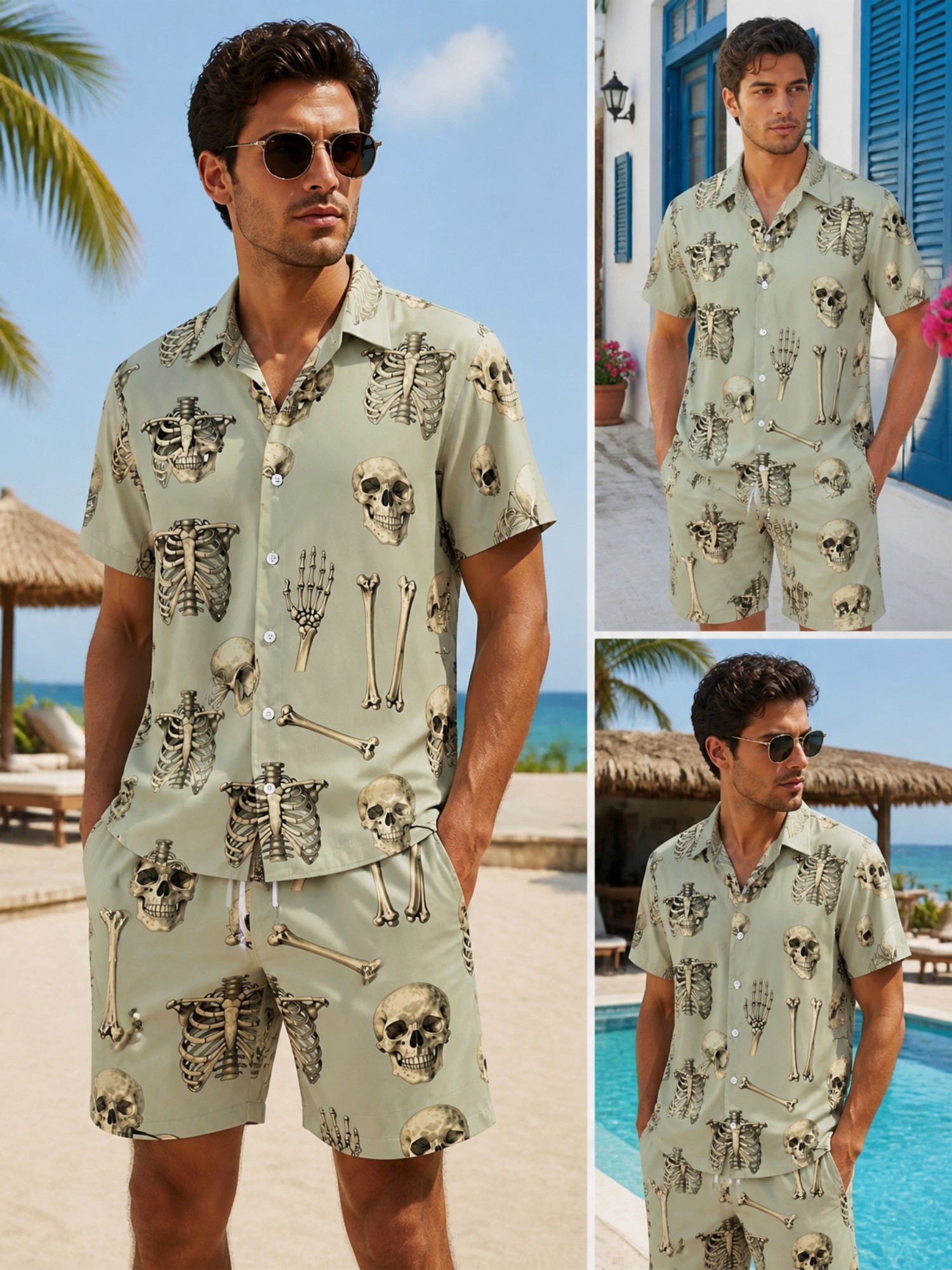 Resort Shirt Floral - Conjunto de Camisa de Manga Corta