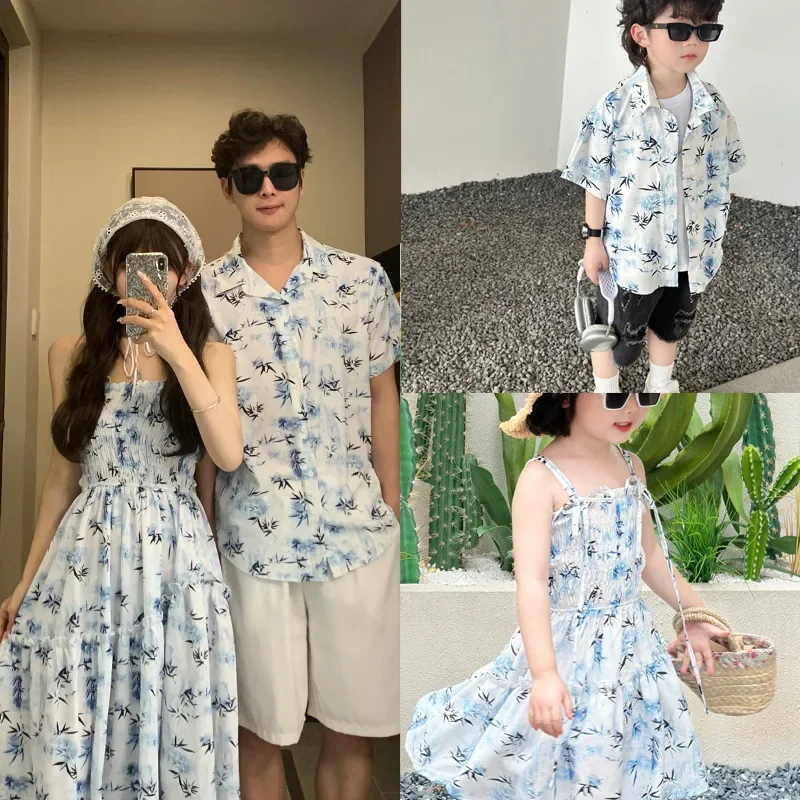 Resort Shirt Floral - Resort Pareja apariencia padres e hijos