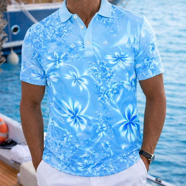 Resort Shirt Floral - Polo de hombre estilo resort de