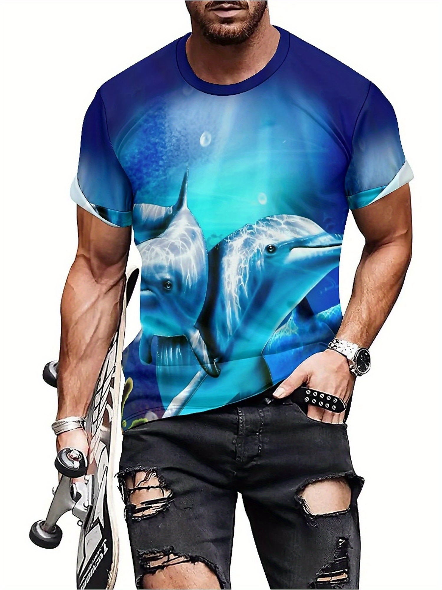Tee Graphic Print - Camiseta con estampado de delfines y