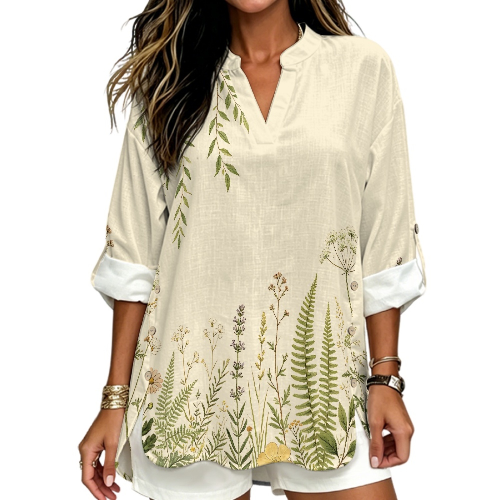 Linen Shirt Breathable - INSTANTARTS Camisa de lino con cuello