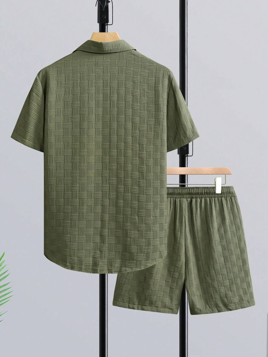 Short Linen Drawstring - Conjunto de Camisa de Manga Corta