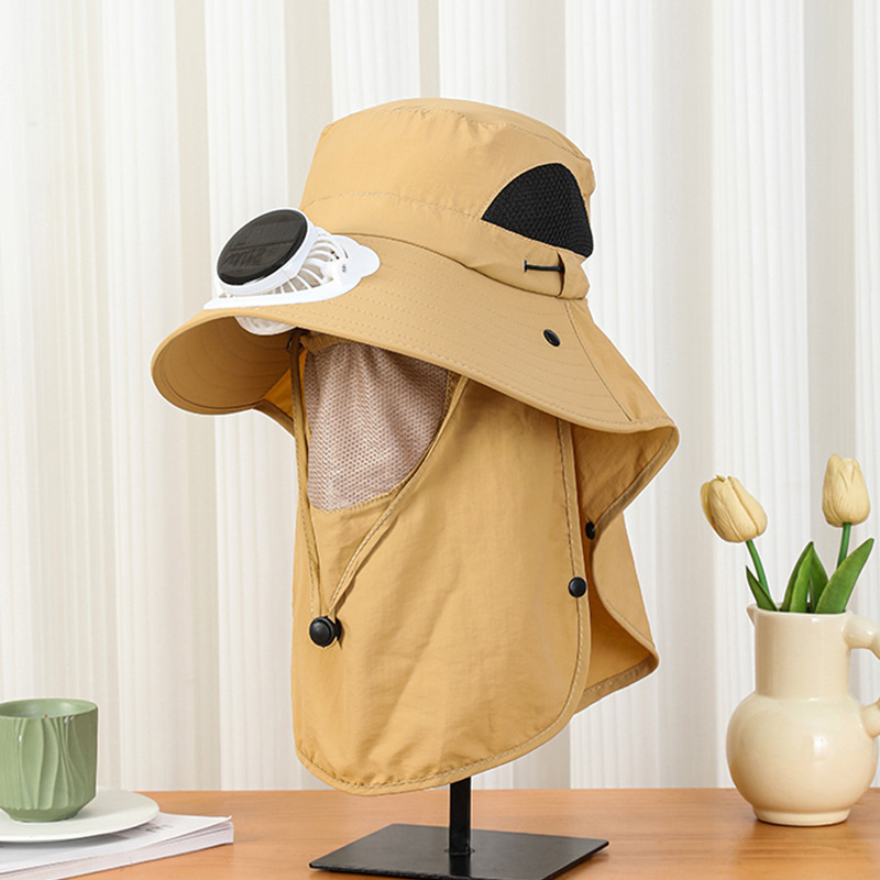 Bucket Hat Straw - Sombrero de Ala Ancha con Ventilador