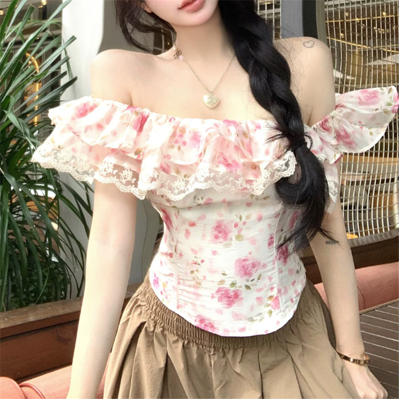 Resort Shirt Floral - Blusa Corta de Verano Estilo Francés