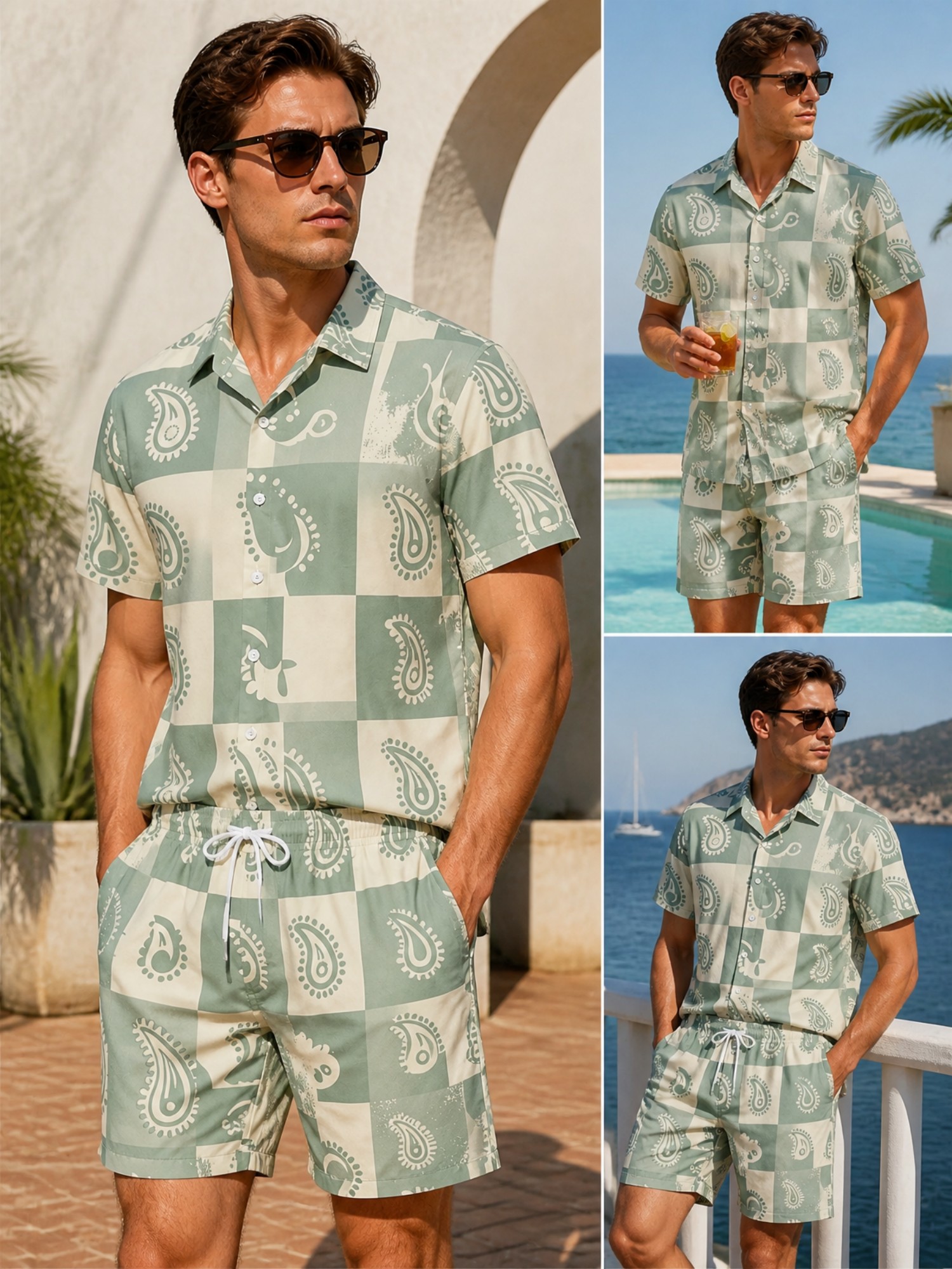 Resort Shirt Floral - Conjunto de Camisa de Manga Corta