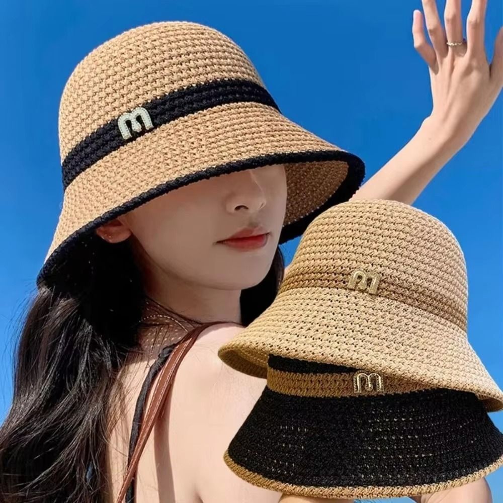 Bucket Hat Straw - Sombrero de pescador con lazo elegante
