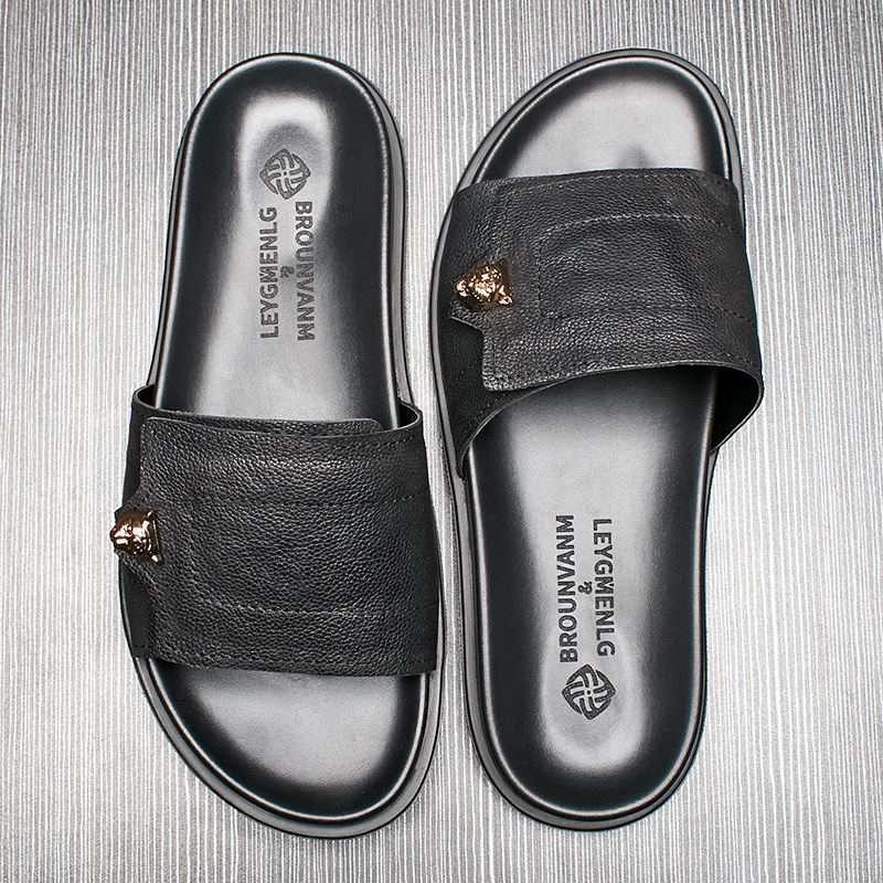 Flip Flop Leather Men - 2025 nuevas zapatillas de cuero genuino,