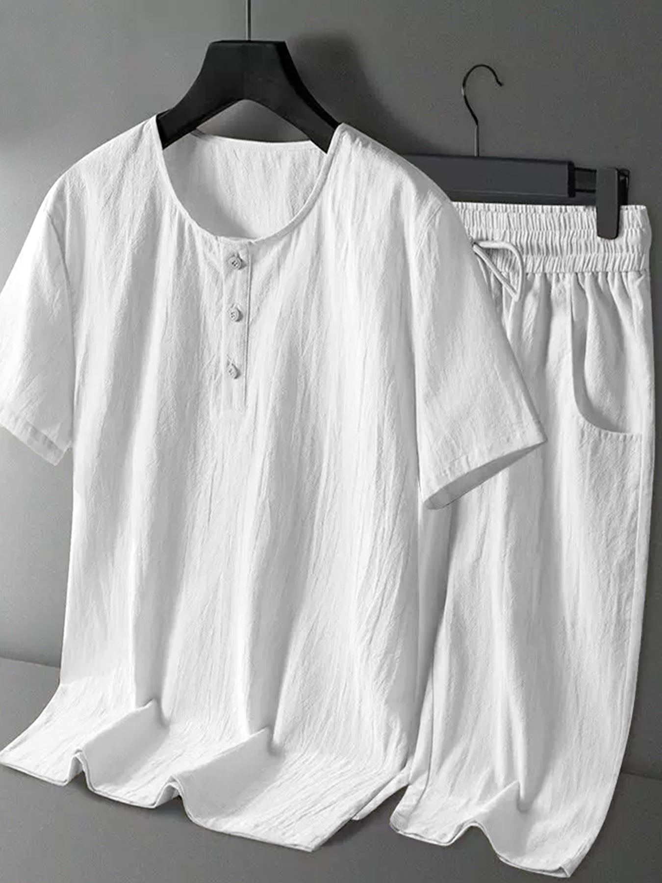 Linen Shirt Breathable - Conjunto de 2 piezas para hombre