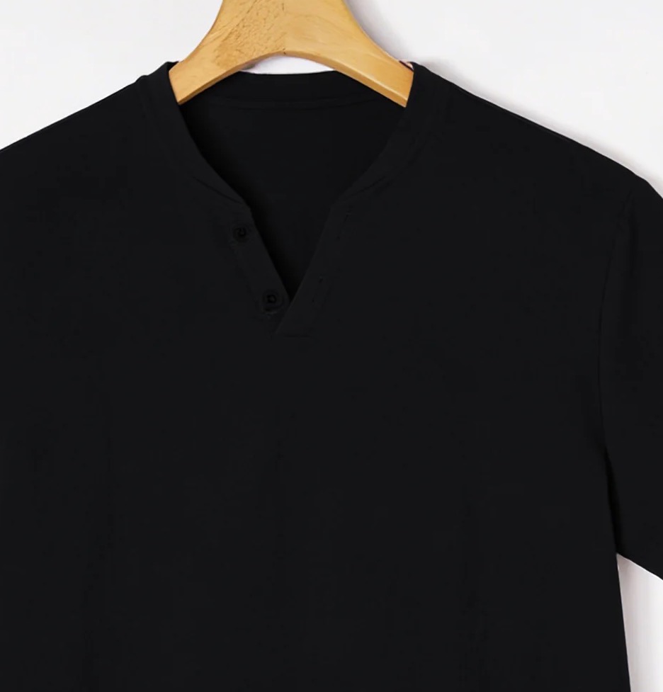 Elegante camiseta Henley negra - Linen Shirt Breathable reseña y precio