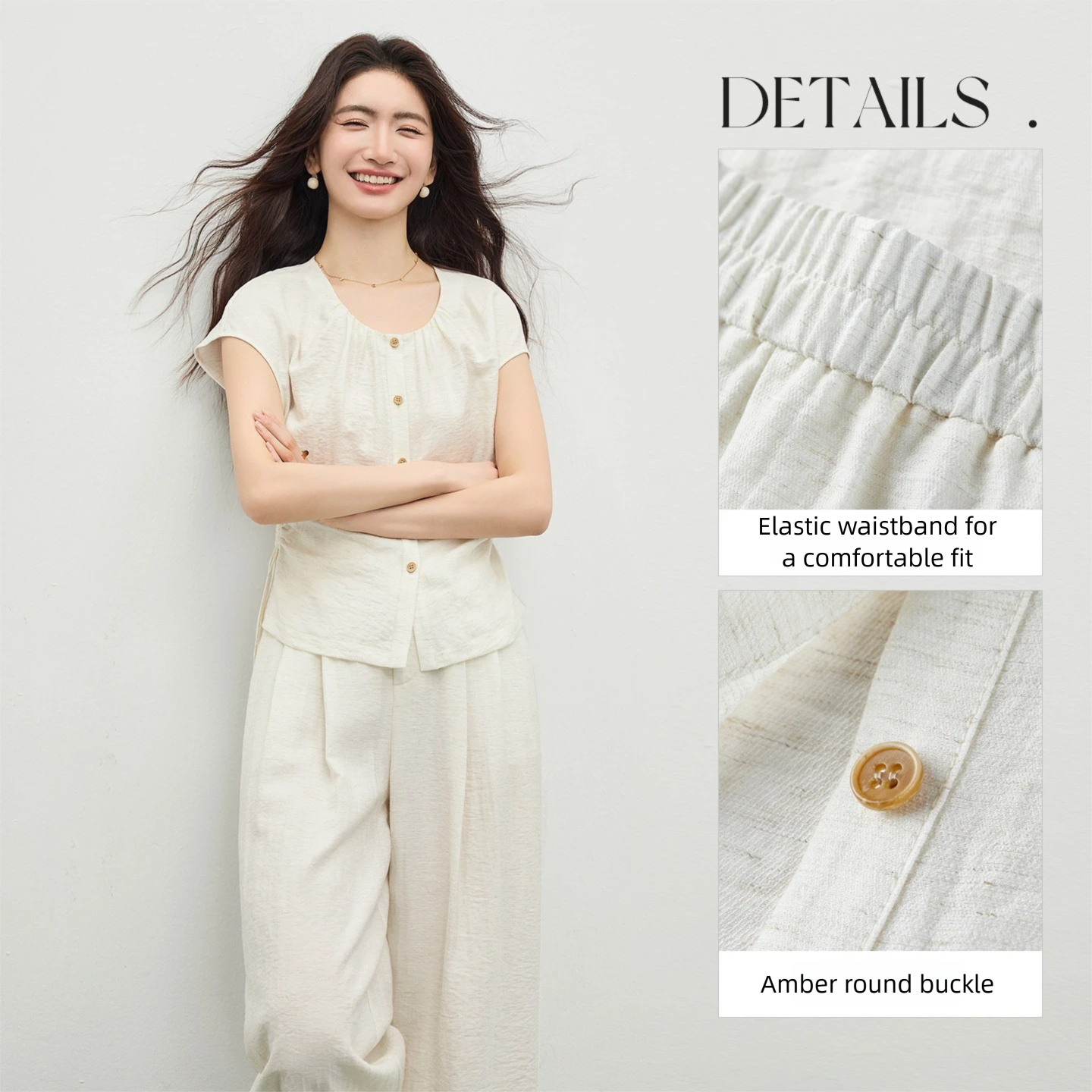 Conjunto de Pantalón de Lino d - Short Linen Drawstring reseña y precio