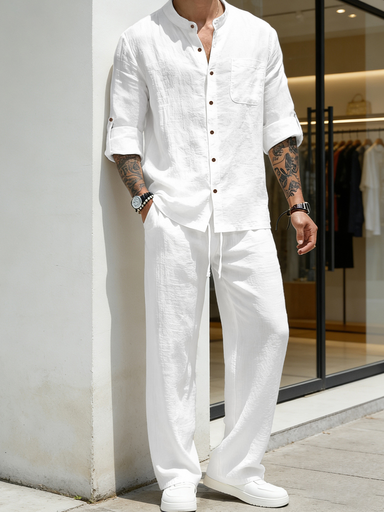 Conjunto de Camisa y Pantalone - Linen Shirt Breathable reseña y precio
