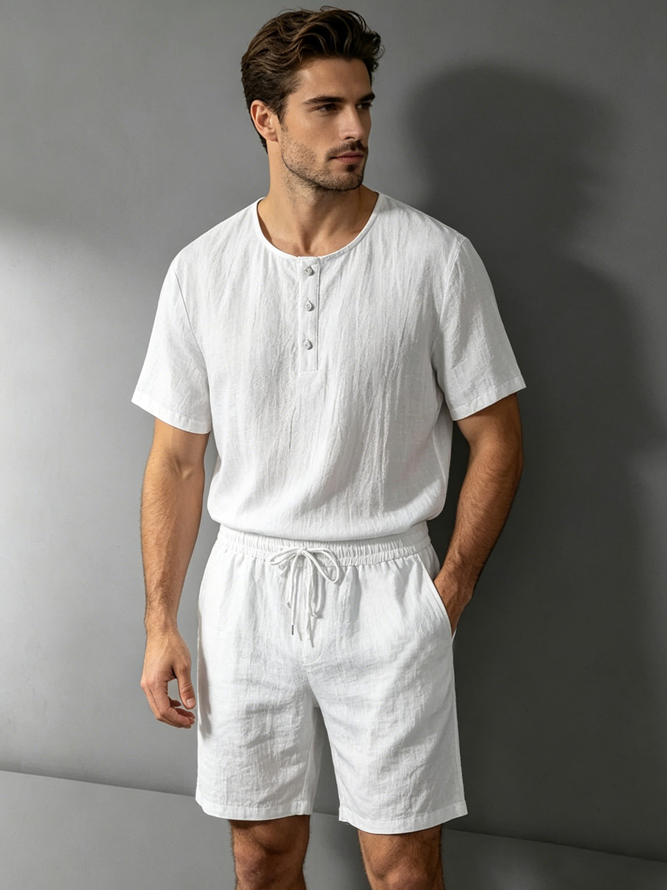 Conjunto de 2 piezas para homb - Linen Shirt Breathable reseña y precio
