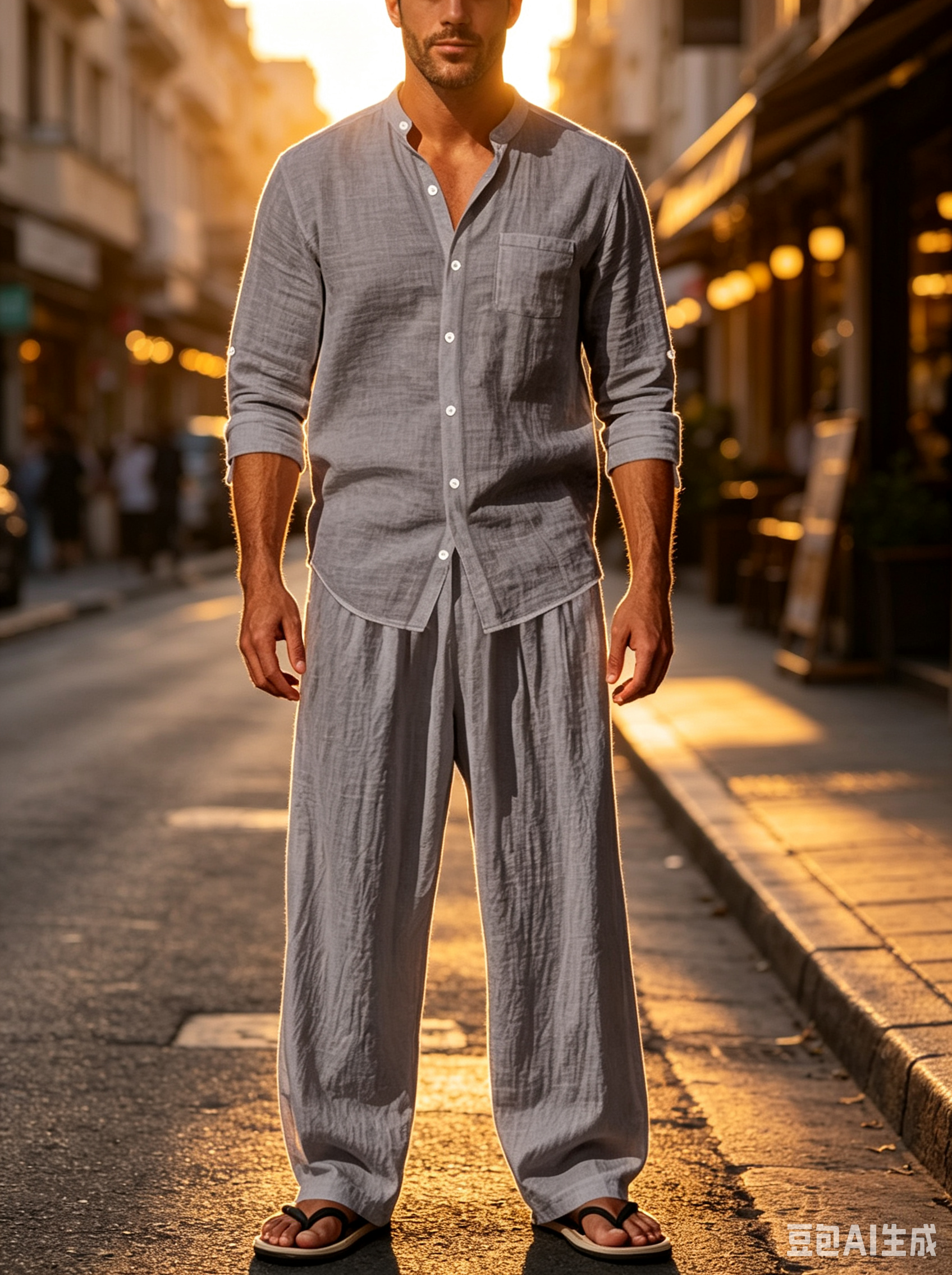 Conjunto de 2 Piezas para Homb - Linen Shirt Breathable reseña y precio