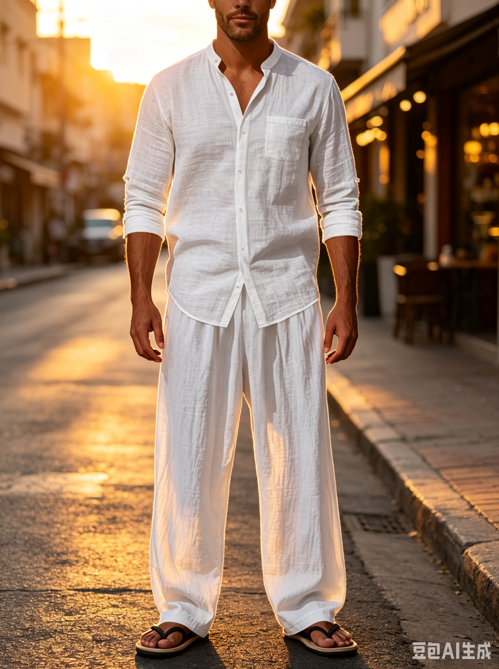 Conjunto de 2 Piezas para Homb - Linen Shirt Breathable reseña y precio