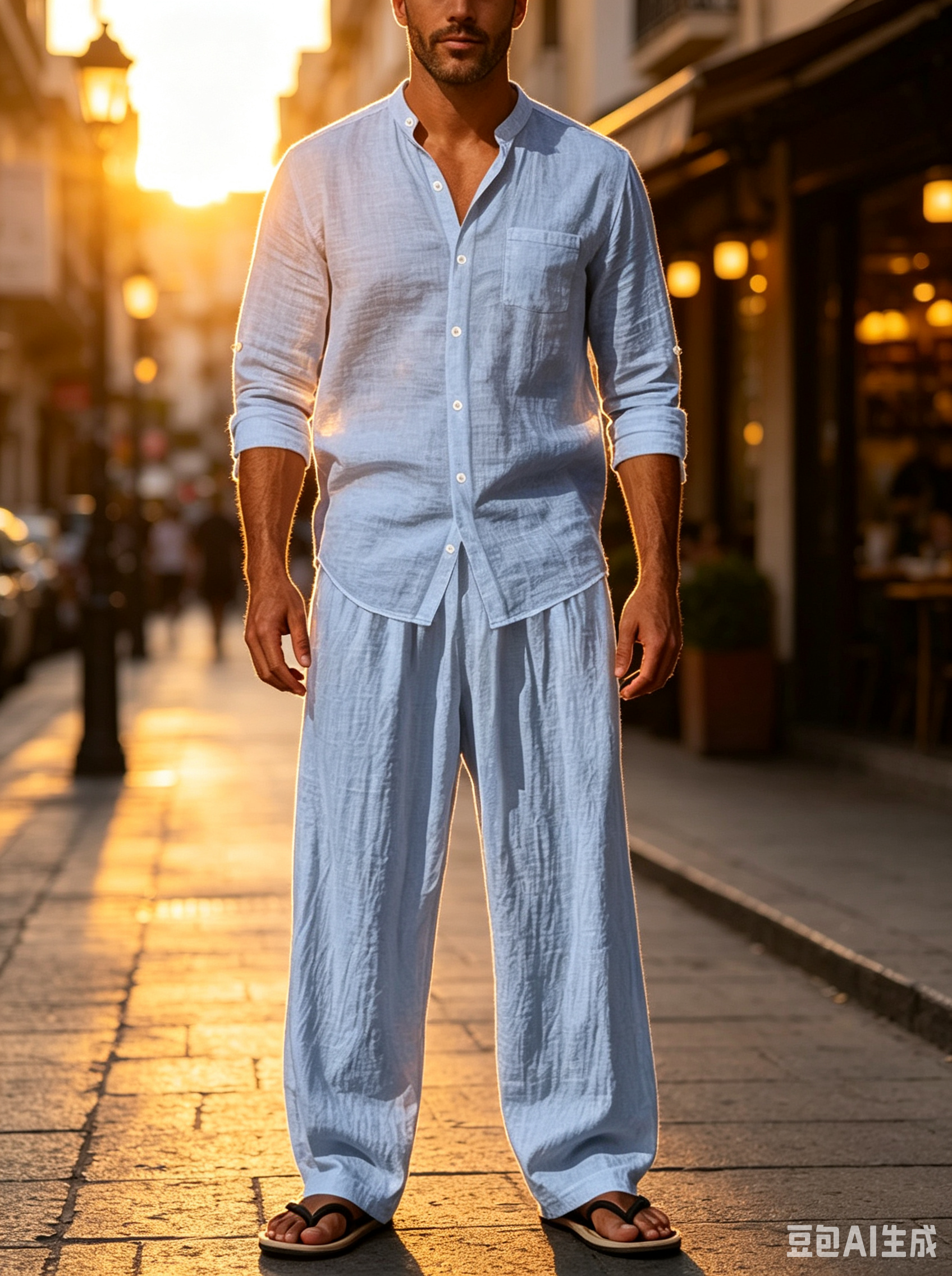 Conjunto de 2 Piezas para Homb - Linen Shirt Breathable reseña y precio