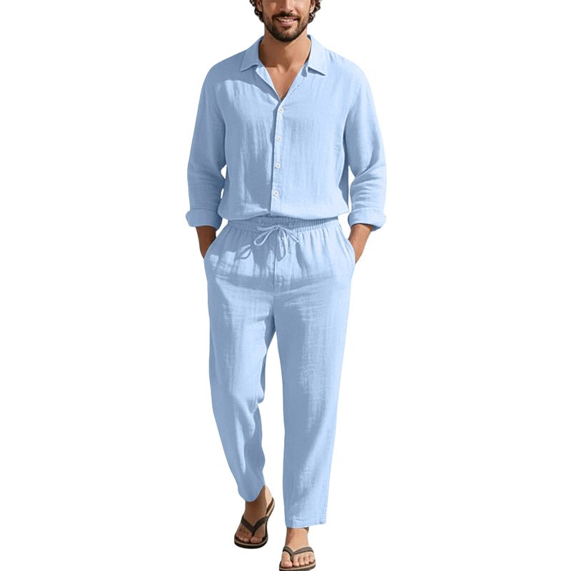 Conjuntos Casuales de Lino par - Linen Shirt Breathable reseña y precio