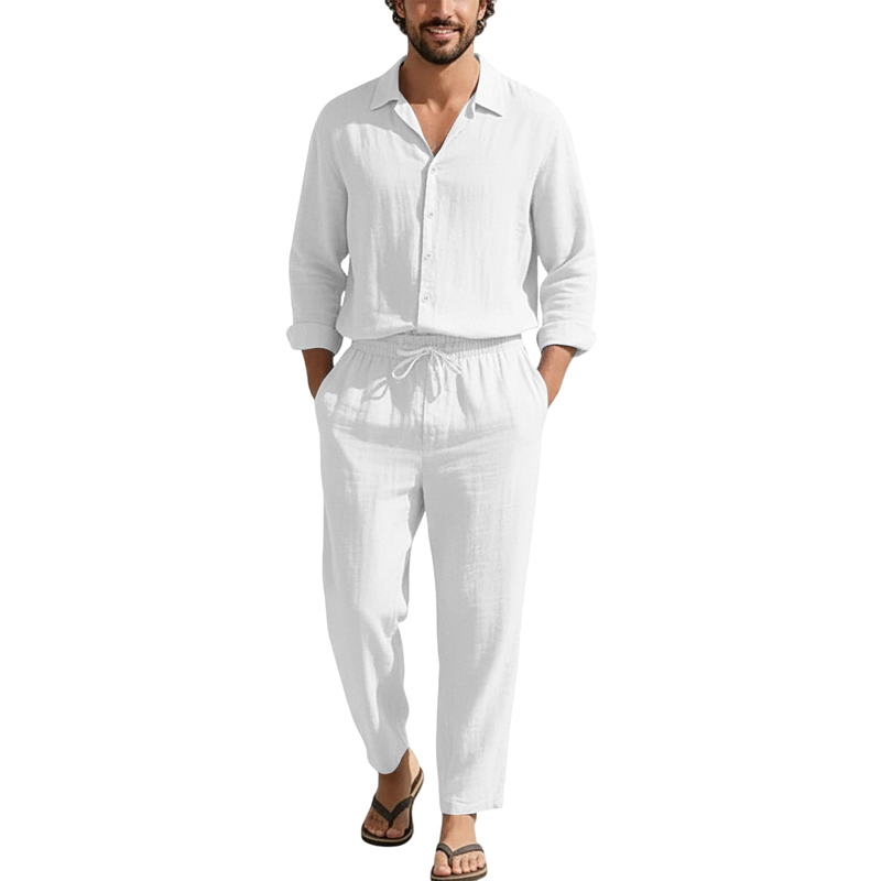Conjuntos Casuales de Lino par - Linen Shirt Breathable reseña y precio