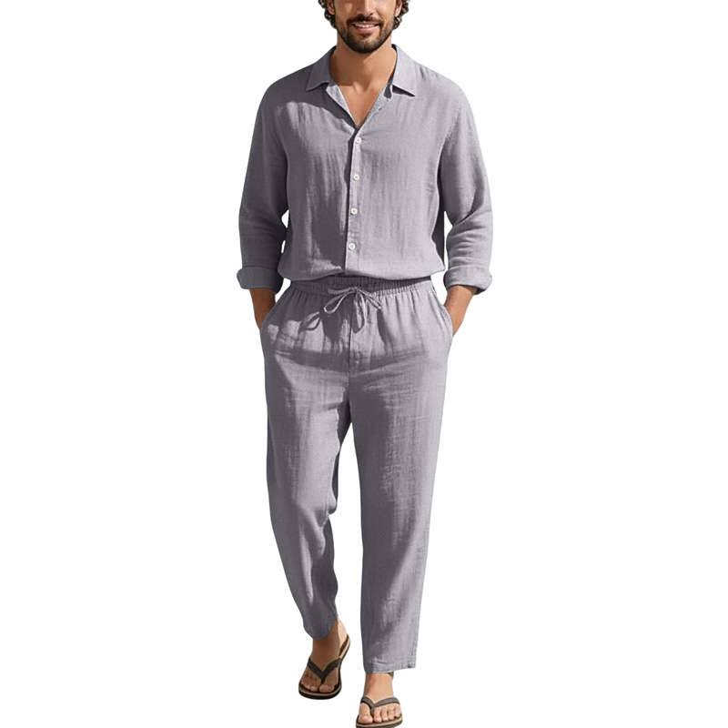 Conjuntos Casuales de Lino par - Linen Shirt Breathable reseña y precio